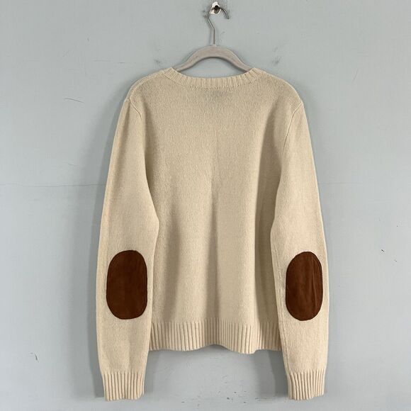 Ralph Lauren Vintage Wool Angora Elbow Patch Cream Long Sleeve Sweater - Picture 2 of 5